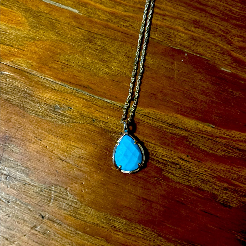Kendra Scott Kirk Turquoise Teardrop Pendant Necklace